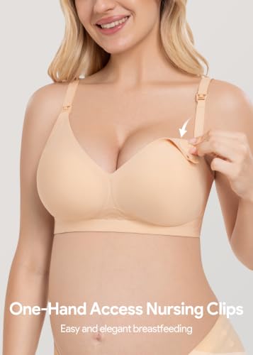 HBselect Nursing Bras for Breastfeeding 3 Pack Women Maternity Jelly Bras - color: D: 3pack(black/Nude/Pink), size: Medium