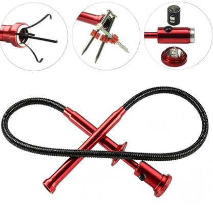 Magnetic Claw Grabber Pickup Tool with LED Light, 24.4in Retractable Reacher Grabber Tool, 2lb Pull Strength Magnetic Flexible Pick Up Tool for Sink Drain, Garbage Litter & Small Metal Items