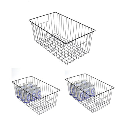 16inch Upright Freezer Organizer Baskets for 13-14,16-21 cu.ft Standup Freezer, Settle freezer chaos and reduce food waste effectively, Durable, Fully Use Space, Improve Air Circulate, Black, Pack 3 - color: 16*12*6, black