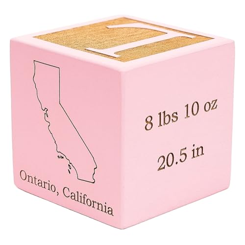 Personalized Baby Birth Block, Custom Newborn Keepsake Gift, Made in USA - color: Pink, size: 3"