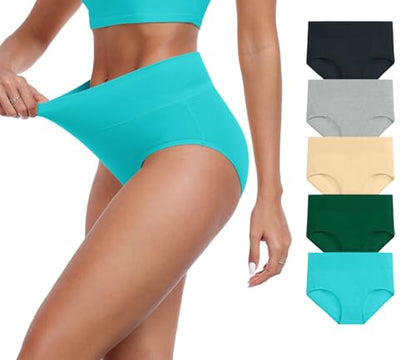 IWOLLENCE Womens Cotton Postpartum Underwear High Waisted Full Coverage Panties Plus Size & Regular - color: Multicolor-5pack-a3, size: Large