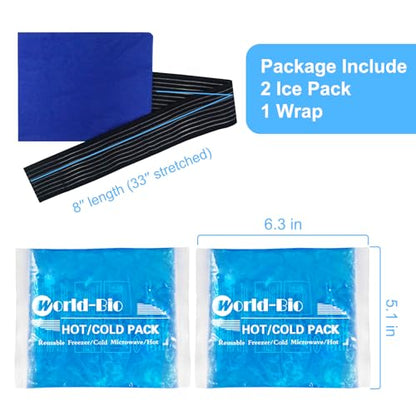 Reusable Gel Ice Packs with Wrap, 2 Pack 1 Wrap 6.3"x5.1" - style: 6.3"x5.1", 2 PACK + 1 Wrap