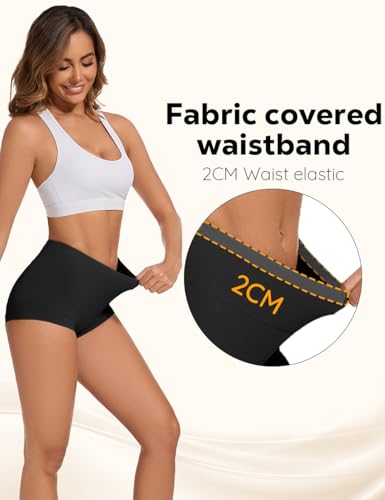 ALLBASE 5 Pack Womens Cotton High Waisted Full Coverage Underwear(Regular & Plus Size) - color: Black-5pack, size: X-Large