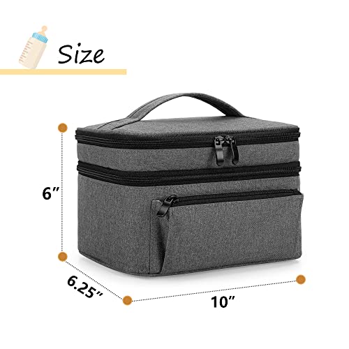 BAFASO Wearable Breast Pump Bag with a Waterproof Pump Parts Pad, Black - color: Gray