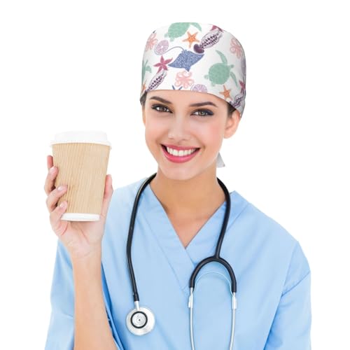 Jedenkuku Working Cap Surgical caps with Sweatband Adjustable for Men Women - color: Black34