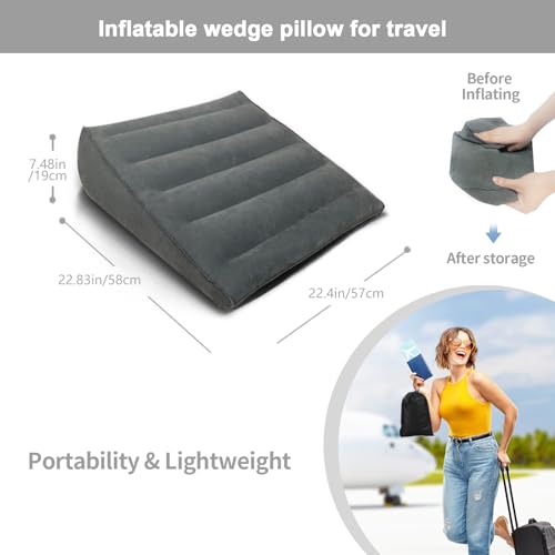 Inflatable Wedge Pillow for Travel, Camping & Indoor Sleep - color: Lightweight