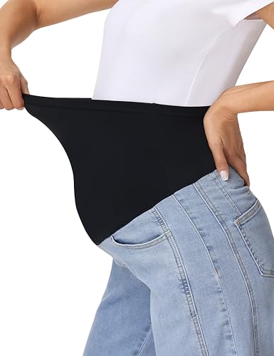 Foucome Maternity Jeans Over Belly Comfy Barrel Jeans - color: Light Blue, size: XX-Large