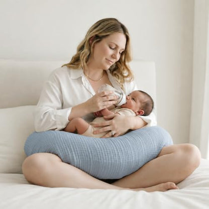 MairMore 2 Pack Muslin Baby Nursing Pillow Covers - color: Misty Blue