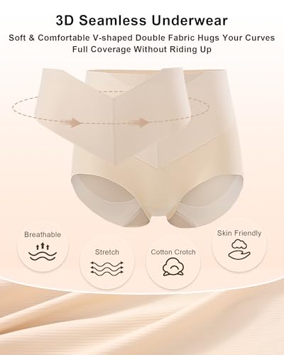 J-pone Tummy Control Underwear High Waisted Seamless Womens Underwear Full Coverage Butt Lifting Panties for Women 4 Pack - size: Medium
