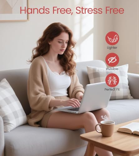 NCVI Wearable Breast Pump Hands Free for Mom Office, Home or Travel (White)