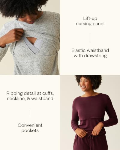 Kindred Bravely CozyKnit 2 Piece Maternity & Postpartum Nursing Pajama Set - color: Navy, size: Medium