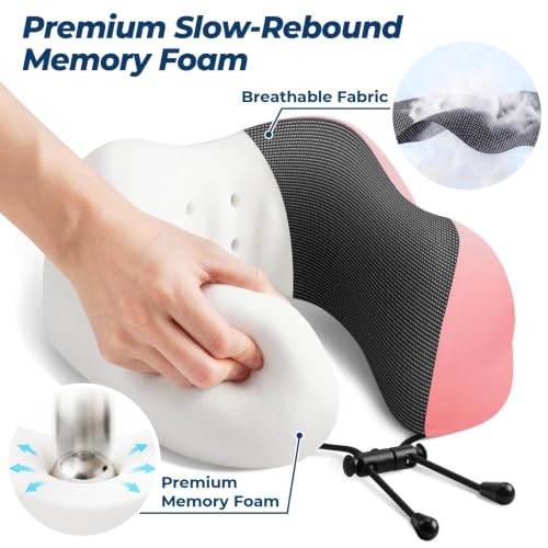 ExploreBliss Travel Pillow, Memory Foam Neck Pillow Airplane, Pink - color: Pink