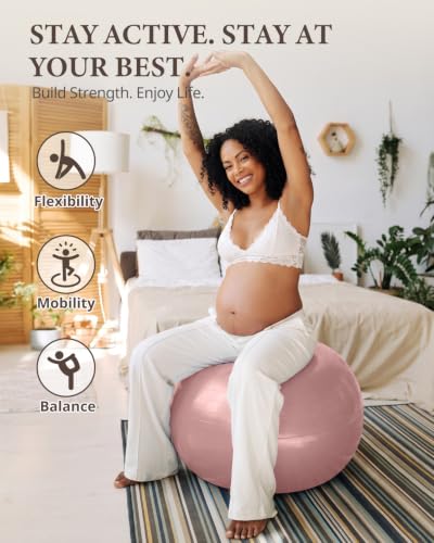 Trideer Yoga Ball for Exercise, Pregnancy, Active Sitting, 55/65/75cm - color: Blush Dawn Pink, size: L(23-26ines/58-65cm)