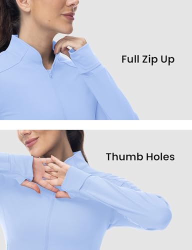 BGOWATU Women's Workout Athletic Jacket Zip Up Running Jackets Thumb Hole - color: Blue Violet, size: X-Small