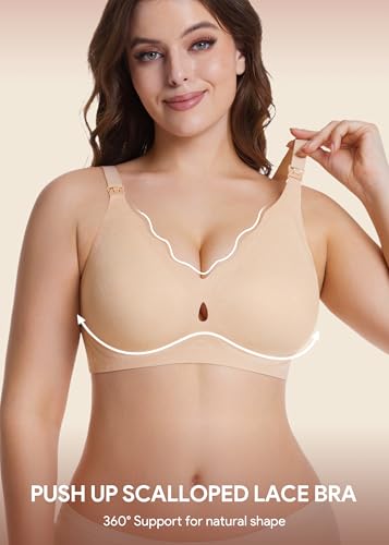 HBselect Nursing Bras for Breastfeeding 3 Pack Women Maternity Jelly Bras - color: 3pack(black/Nude/White), size: Medium