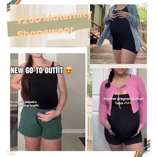 Maternity Shapewear Shorts Pregnancy Bodysuit Under Dress Seamless - color: Black, size: Medium