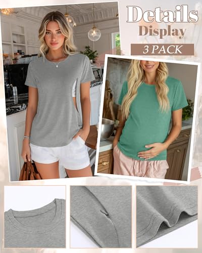 Oakgarden 4 Pack Nursing Breastfeeding Shirts - color: Light Gray, Green, Light Brown, Black, size: Medium
