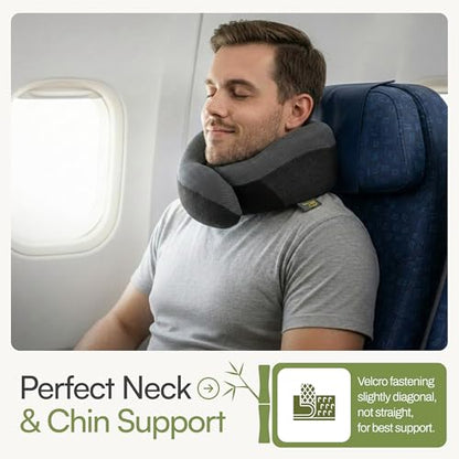 Travel Neck Pillow for Airplanes, Bamboo Charcoal Memory Foam - color: Deep Gray