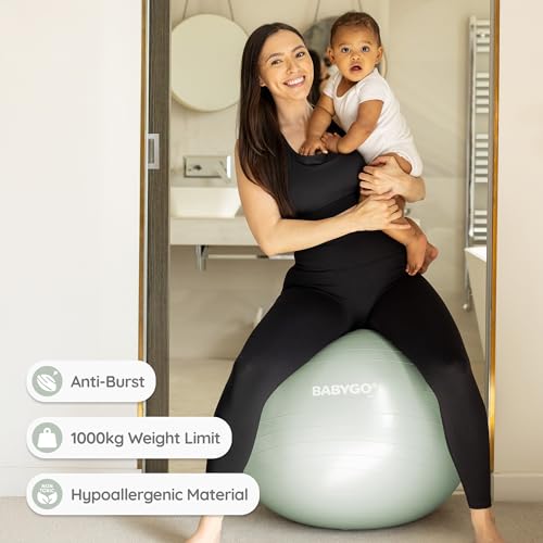 BABYGO Birthing Ball, Pregnancy & Labor, Award Winning Book - color: Sage, size: 75cm - Manual