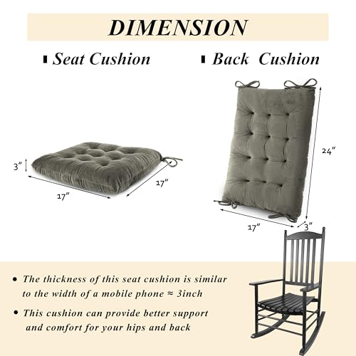 Rocking Chair Cushions High Back and Seat Cushion Grey - color: Grey