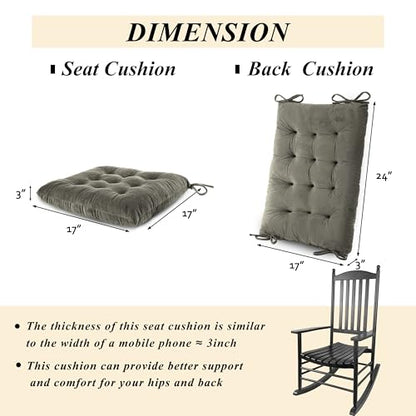 Rocking Chair Cushions High Back and Seat Cushion Grey - color: Grey