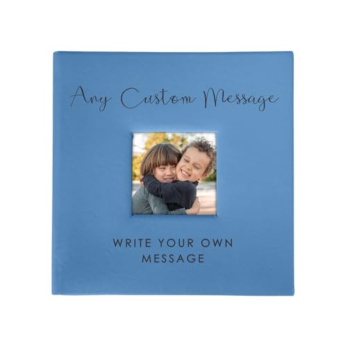 Personalized Photo Album, Custom Engraved Picture Album, Holds 200 4" x 6" Photos, Leatherette and Laser Engraved Scrapbook, Any Custom Message, Blue - color: Any Custom Message, size: Blue - Medium