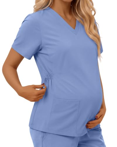 Neer Women's Maternity Scrub Top - color: Light Blue, size: Medium