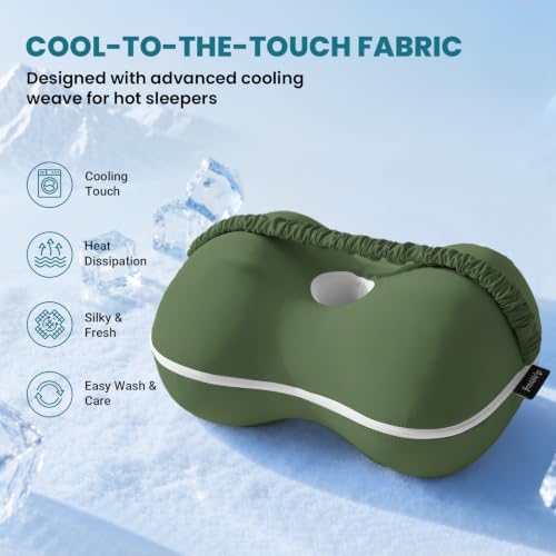 Knee Pillow for Side Sleepers, Memory Foam Leg Pillow, Green - color: Green