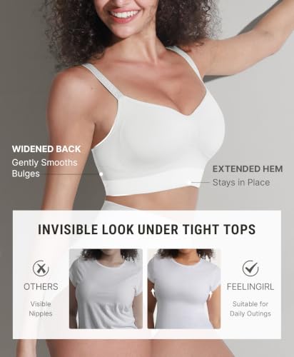 FeelinGirl Bras for Women Comfy Seamless Wireless Bralettes - color: White, size: XX-Large
