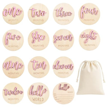 7 Pack Baby Monthly Milestone Card Sign Wooden Announcement Sign First Year