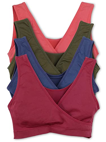 Caramel Cantina 4 Pack Nursing Maternity Women’s Sleep Comfort Bralette Bra - color: Fall, size: Medium