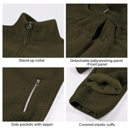 Maternity Coat Winter Mom Cozy Thicken Coats Fleece Sherpa Jacket - color: Dark Green, size: X-Large