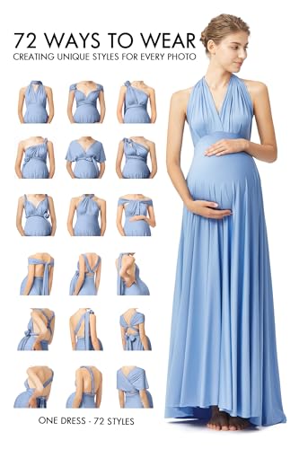 72styles Maternity Multi-Way Wrap Infinity Maxi Dress for Baby Shower - color: Dusty Blue, size: One Size