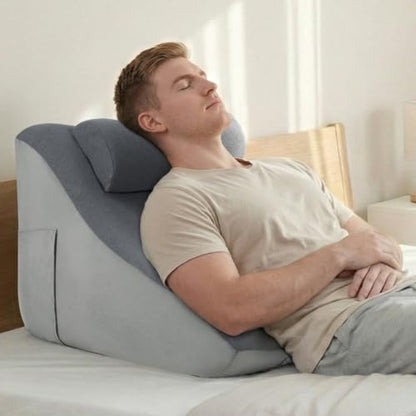Vekkia 23.5” Back Rest Pillow, Dual-Layer Foam for Reclining and Sitting - color: Gray, size: 23.5 Inches