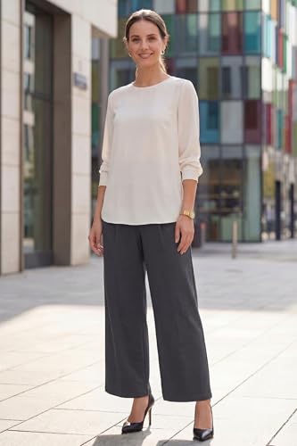OUGES Women's Wide Leg Summer Business Casual Maternity Pants with Pockets - color: Grey, size: XX-Large