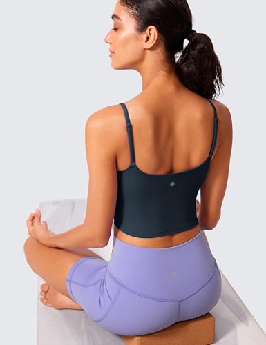 CRZ YOGA Butterlift Scoop Neck Crop Tank Top - color: True Navy, size: Small