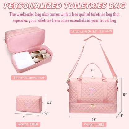 Gift for Teens Personalized Initial Duffle Bag for Girls(Pink,P) - color: Pink, style: P