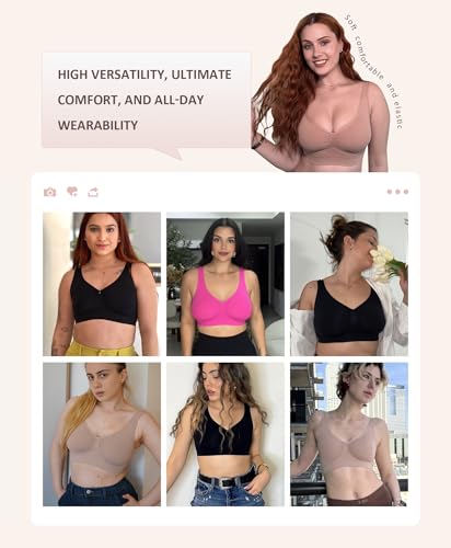 FeelinGirl Seamless Everyday Bras for Women No Underwire with Wide Straps - color: Dark Brown, size: Small