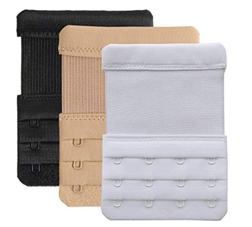 Women's Bra Extenders 4 Hook / 3 Hook / 5 Hook / 2 Hook Soft Comfortable Stretchy Bra Extension Strap - color: Black, White, Beige, 3/4 Inch Spacing