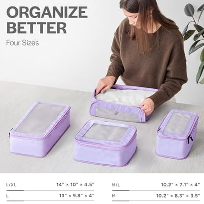Aerotrunk Compression Packing Cubes for Travel, 4-Pack, Purple - color: Purple, size: 4-Pack