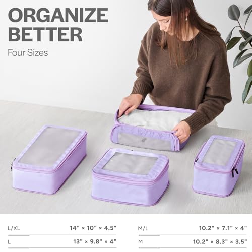Aerotrunk Compression Packing Cubes for Travel, 4-Pack, Purple - color: Purple, size: 4-Pack