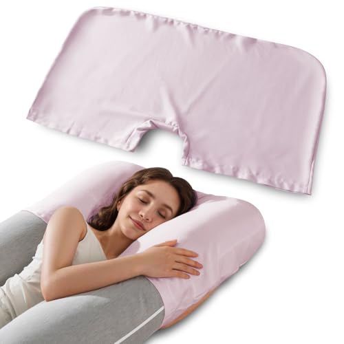 QUEEN ROSE Pregnancy Pillow Cover, Satin Cooling Pillowcase, Pink - color: Pink