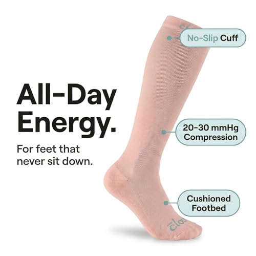 Clove Compression Socks for Women & Men, 20-30 mmHg - color: Just Pink, size: Large