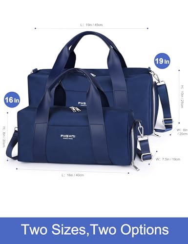 19" Navy Blue Personal Gym Bag for Women,with Shoe Compartment & Wet Pocket - color: Navy Blue, size: 19" Medium Size