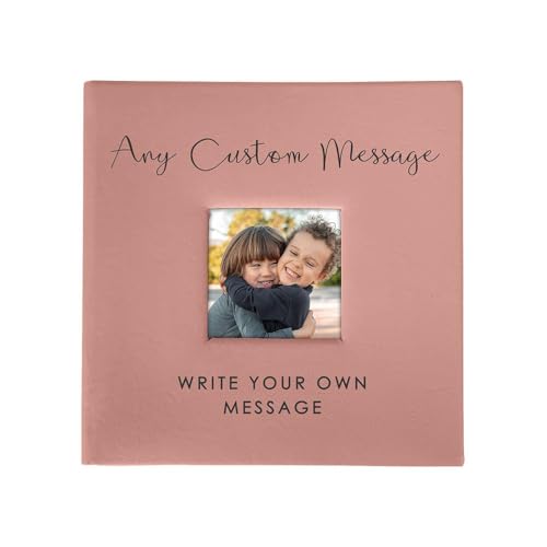 Small Personalized Custom Message Photo Album Pink Leatherette Holds 100 Photos Custom Gift - color: Any Custom Message, size: Pink - Small