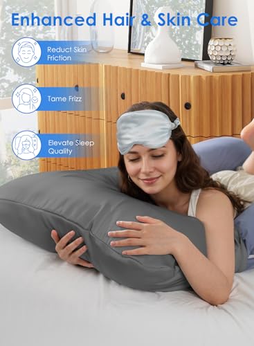 QUEEN ROSE Pregnancy Pillow Cover, Satin Cooling Pillowcase, Dark Grey - color: Dark Grey