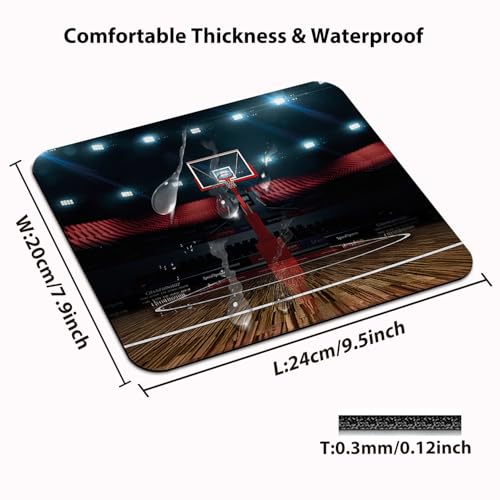 Professional Basketball Arena Mouse Pad, Empty Indoor Stadium Desk Mat - color: Custom Designs Art 038