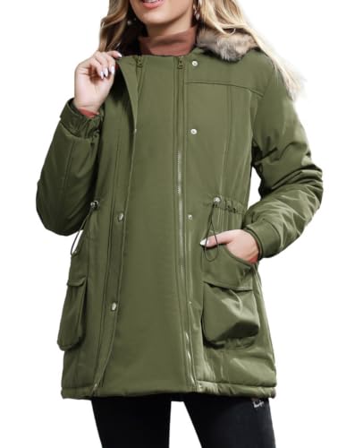 Maacie Maternity Winter Coat Baby Wearing Jacket 3 In 1 Outerwear - color: Army Green, size: X-Large