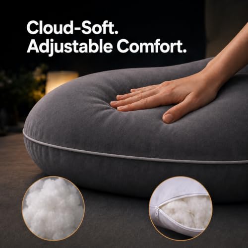 ALLOPERA U Shape Pregnancy Pillow - Full Body Maternity Pillow for Sleeping - color: Black-grey