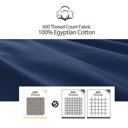 100% Egyptian Cotton Pillow Protectors Set of 4 Standard Size - color: Navy Blue, size: Standard 4Pack